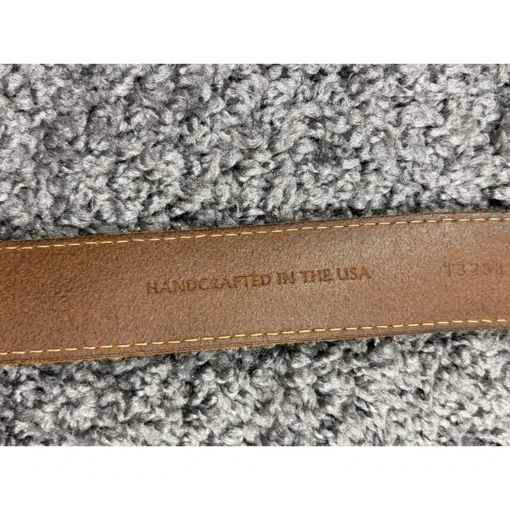 Nordstrom 1901 Mens Brown Leather Belt 42 Handcrafted USA Contrast Stitch 105cm
